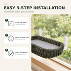CHEERPALS Cat Window Perch for Indoor Cats Hammock for Window with Reversible Cushion, Foldable Cat Window Bed for Large Cats and Kittens, Cloud Series(Green,Medium)