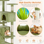 Sweetcrispy 54-inch Indoor Cat Tree Tower with Scratching Posts, Green | Multi-Level Indoor Cat Tree Condo with Climbing Ladder, Plush Toy, Play House for Kitten