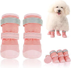 Allroaring Paw Protectors Mesh Fabric Dog Shoes for Hot Pavement, Pink 0# | 4PCS Set, Breathable Summer Design, Anti-Slip Sole, Heat Shield, Lightweight Fit, Wide Opening, Easy On/Off, Reflective Strip