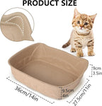 Small Disposable Litter Box 6-Pack for Kittens Travel Portable | 6-Pack, 14.2"×10.8"×4.0", Cat Ear Design, Cardboard, Leak-Proof, Home/Car/Travel