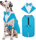Kuoser Dog Tuxedo, Dog Suit and Bandana Set, Dogs Costume with D-Ring | Formal Dog Outfit with Detachable Bowtie Collar for Wedding, Birthday, Party, Christmas, Halloween, Lake Blue 2XL