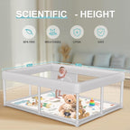 Hiaksedt Baby Playpen with Mat 65 "x 50 ", PlayPen for Babies and Toddlers | Sturdy Safety Play Yard for Indoor & Outdoor with Zipper Gates