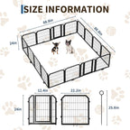 Dog Playpen Indoor 24 Inch 16 Panels Pet Pen with Door & Stakes Portable Exercise Puppy Playpens Metal Dogs Fence Outdoor for Yard RV Camping Training Trips Small Dogs Foldable Expandable