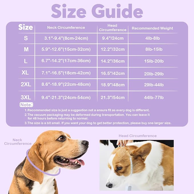 IDOMIK Dog Recovery Collar, Waterproof Soft Dog Cone After Surgery | Comfy Protective Elizabethan Collar Alternative for Dogs Cats, Adjustable Pet Neck Donut Cone Anti-Licking Wounds,Purple,2XL