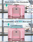 Top Expandable Cat Carrier for Airline Travel, 17x11x9.5 in, Pink | Stable reinforced frame, locking zippers, and breathable mesh for airport waits, vet visits, road trips, and daily travel