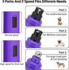 Casfuy Dog Nail Grinder Upgraded - Professional 2-Speed Whisper-Quiet Electric Pet Nail Trimmer Painless Paws Grooming & Smoothing for Small Medium Large Dogs & Cats (Purple)