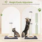 Globlazer 35in Tall 3.9-in Thick Cat Scratching Post for Adult Cats, SC35 | Durable Natural Sisal Rope, Solid Wood Track Ball Game, Interactive Hanging Toy, Enlarged Base, Custom Tier