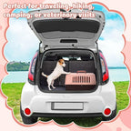 2 Set 18.9" Pet Carrier for Small Cats and Dogs, Hard Sided Plastic Cat Kennel for Pet with Front Door Security Lock Fully Breathable Travel Crate, up to 13 Lbs(Brown,18.9 x 12.6 x 11.8 Inch)