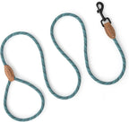 Mile High Life Thin Small Dog Leash with Genuine Leather Connection | Rope Leash, Heavy Duty 360° Swivel Metal Clasp, for Small Medium & Large Dogs (Green, 48 Inch)