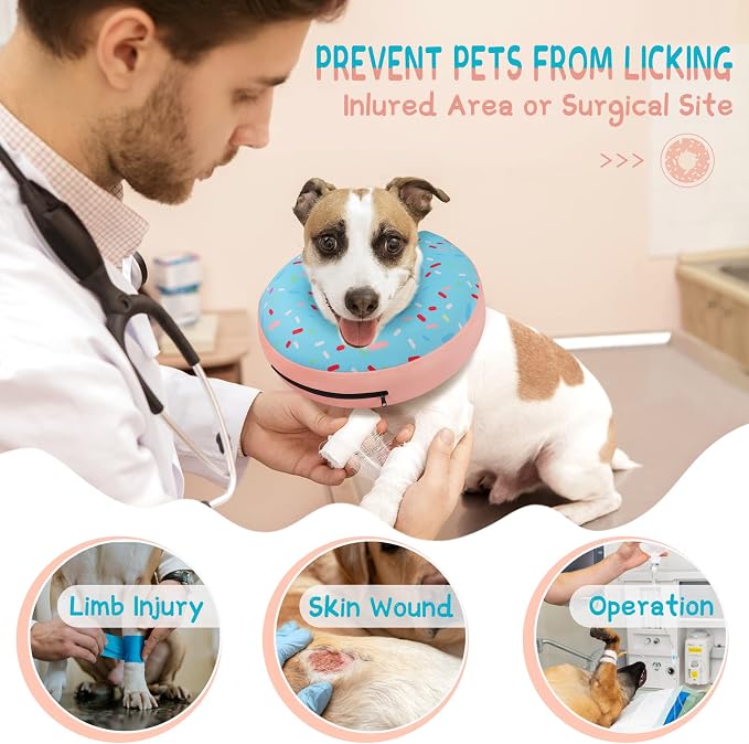 Supet Inflatable Dog Cone Collar Alternative After Surgery, Dog Neck Donut Collar Recovery E Collar for Neuter, Soft Pet Cone for Small Medium Large Dogs