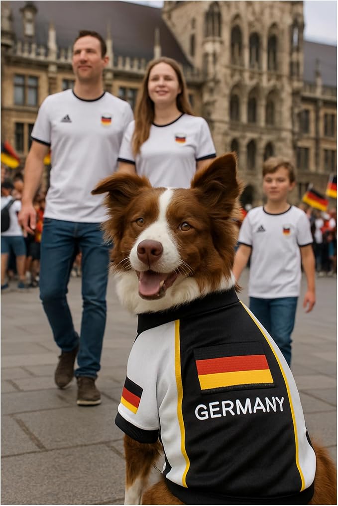 Parisian Pet Team Germany Dog Jersey - Breathable Mesh Puppy Football Jersey - Lightweight Stretch Sporty Dog Clothes - Summer Shirts for Large Dogs - Soccer Jersey for Dogs - Sportswear Pet Clothes
