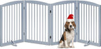 PUPETPO Freestanding Pet Gate for Dogs, Indoor Wooden Dog Gate for House, Foldable Dog Gate for Doorway, Stair, Gates for Dogs Indoor, 80 Inch Wide, 4 Panels 32", Grey