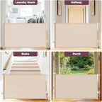 2Pack Retractable Baby Gates for Stair, 58" Extra Wide Mesh Dog Gate | Child Gate for Toddler Pet, Indoor and Outdoor Use, Easy Install, 34" Height, Beige