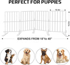 YORWHIN Short Puppy Gate - 17 Inch Height Dog Gate, Metal Free Standing Pet Gates, Expands Up to 48 Inches for Indoor/Outdoor, Step Over Pet Fence for Small Dogs
