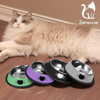 Serentive 2 Pcs Non-Slip Stainless Steel Small Cat Food Bowls - Unbreakable, Thicken 13 Oz Cat Dishes - Indoor, Removable Rubber Base, Easily Clean, Lovely Color