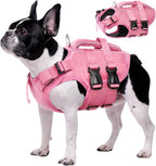 Kuoser Dog Life Jacket, High Flotation Reflective Dog Life Vest, Pink, S | Adjustable Dog Lifejackets for Small Medium Large Dogs, Lifevest with Rescue Handle for Swimming, Boating, Lake, Beach & Pool