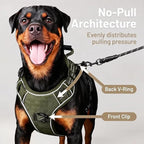 Service Dog Tactical Vest Harness and Leash Set Large Sized Dog Emotional Support- Tactical Dog Harness Training Collar with Name (Army Green, S)