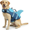 ASENKU Dog Life Jacket - Pet Safety Vest for Swimming & Boating, Shark Life Jacket with Floatation, Dog Lifesavers Swimsuits for Small Medium Large Dogs (Deepblue, L)