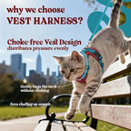 rabbitgoo Cat Harness and Leash Set, Escape Proof Vest, Red & Teal | Soft Breathable Mesh, Easy Adjustable Fit, Snap Buckles, Sturdy Clip, Reflective Strips, for Small & Average Cats Walks, Xs