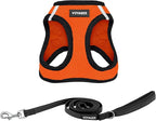 Best Pet Supplies Voyager Step-in Air All Weather Mesh Harness and Reflective Dog 5ft Leash Combo with Neoprene Handle, for Small, Medium and Large Breed Puppies - Orange/Black Trim, X-Large