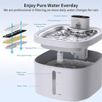 Cat Water Fountain Wireless: 118oz/3.5L Battery Operated Pet Water Fountain for Cats Indoor with Motion Sensor, Quiet Automatic Fountain with Stainless Steel Tray(2Filters)