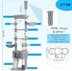 Hey-brother Cat Tree Tower, Adjustable Height, Floor to Ceiling, MPJ091W | 94.5-106.3 Inches Multi-Level Cat House, Scratching Posts, Plush Condo, Platform, Toy Ball for Indoor Big Cats, Light Gray