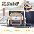 Lekereise Top-Expandable Pet Carrier 17x11x9.5 Inch Alaska Hawaiian Airline Approved Soft Sided Underseat to 12lbs Travel Carriers for Small Dogs and Cats with Locking Safety Zippers Anti-Scratch Mesh