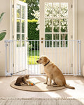 23.8"-60.6" Extra Wide Baby Gate for Stairs, Metal Pet Dog Gate for Doorways Indoor, 2 Installation Positions, Hardware Mount, 29.1”H Walk Through Safety Child Gate for Kids Toddler, White