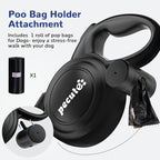 32ft Retractable Dog Leash with Reflective Strips, One-Button Control & Sturdiness Nylon Material, Long Leash Retractable with Poop Bag Holder for Medium Large Dog