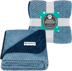 PetAmi Waterproof Dog Blanket, Leakproof Puppy Blanket, 40x60 Navy Blue | For Medium Large Pets, Furniture Sofa Couch Cover Protector, Fleece Throw Indoor Cat Kitten, Reversible Washable Soft Plush