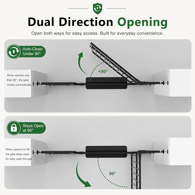 Floisdace 63" Extra Tall Pet Gate for Cat/Dog, Adjustable 29.9-37.4" Wide Auto Close Tall Cat Gate, No Drilling Pressure Mount Kit, Dog Gate for Doorways, Hallways, Kitchen, Black