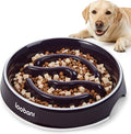 LOOBANI 3.5 Cups Ceramic Slow Feeder Dog Bowls Large Dogs with Grip Handles | Heavy Ceramic, Stay in Place, Healthier Eating, Durable & Easy-Clean, Foam-Protected, Perfect for Fast-Eating Large Breeds