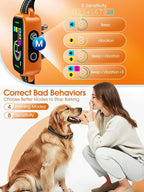 DINJOO Bark Collar for Large Medium Small Dogs - Smart AI 1S Stop Barking, Anti Barking Device & Dog Training Collar with Beep, Vibration & 8-Level Sensitivity, IP67 Waterproof - Pastel Orange
