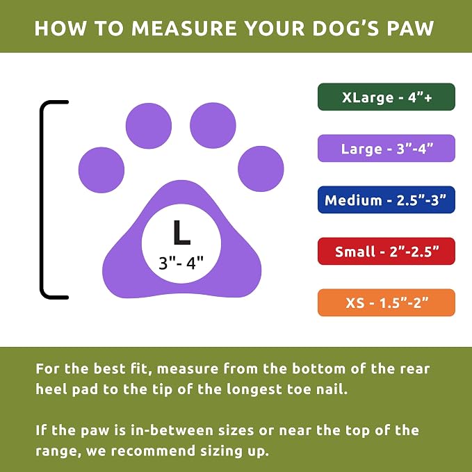PawZ Rubber Dog Boots for Large Paws - All-Weather Waterproof Dog Shoes, Anti-Slip Traction for Rain, Snow, Mud & Hot Pavement - Pull-On Dog Booties, Olive Green - Large (3"- 4") - Pack of 24