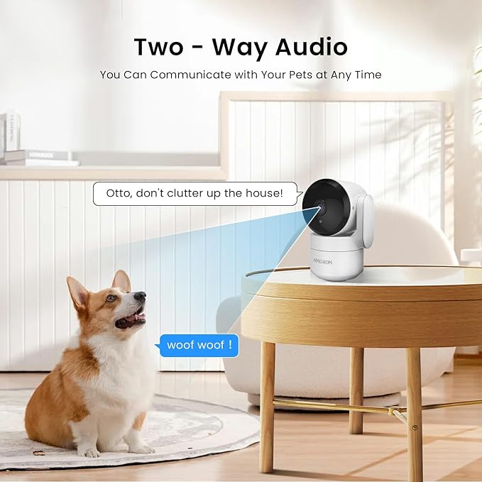 AMOROM Indoor Camera 2K, Alexa Camera for Baby/Elderly/Pet Monitoring | AI Smart Detection & Alarm, 2-Way Audio, Night Vision, 2.4G & 5G WiFi App Control, Cloud & SD Card Storage, 1 Pack