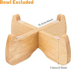 Elevated Cat Bowl Stand 6.1" Diameter 3.5" High with Non-Slip Pads | Natural Rubberwood, Universal Fit, Detachable, Raised, Anti Vomiting, Ergonomic, Wooden Pet Feeder Holder, Home Decor
