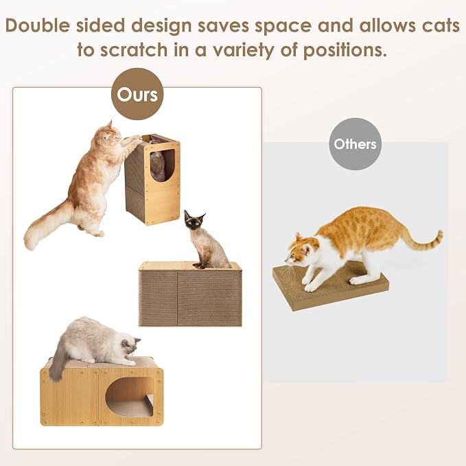 EHEYCIGA Cardboard Cat Scratcher House, 23-Inch Cat Scratch pad, Brown | Cat Scratching Board for Indoor Cats, High-density Corrugated Paper, Multi-function, Anti-scratch, Easy Install, Extra Large