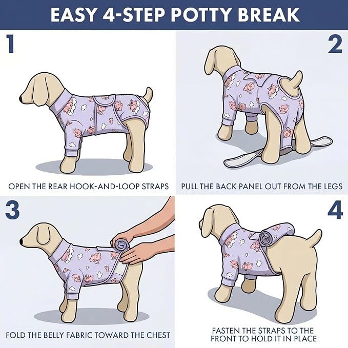 Spark Paws Dog Surgery Recovery Suit – Dog Recovery Suit After Surgery, Anti-Lick Dog Onesie, Abdominal Wound Protector, Soft Cone Alternative for Spay Neuter Male Female Pet Recovery - Pigs Fly - S