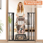 40" Extra Tall Baby Gate No Drilling, Auto Close Dog Gate, Black | Indoor for Doorways & Stairs, Pressure Mounted 29"-40" Wide Pet Gate, Easy Walk Through Gate for Baby & Pet Stroller Friendly