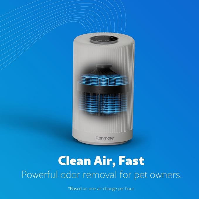 Kenmore Air Purifier with H13 True HEPA Filter, Covers Up to 850 Sq.Foot | 25db SilentClean 3-Stage HEPA Filtration System for Office & Bedroom