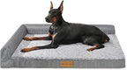 Patas Lague Orthopedic Large Dog Bed Pet Sofa Beds 42''X28''Grey | L Bolster Egg-Crate Foam Dog Couch For Large Sized Dogs, Waterproof Removable Washable Cover, Pet Mat with Nonskid Bottom