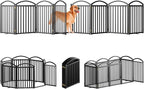 SNUOWU 8 Panels Full Matel Freestanding Dog Gates with Door, 192"Extra Wide 32"Tall Free Standing Dog Pet Gate for Indoor & Outdoor. Foldable Pet Fences for Doorways, House, Stairs, Porch, Deck, Yard