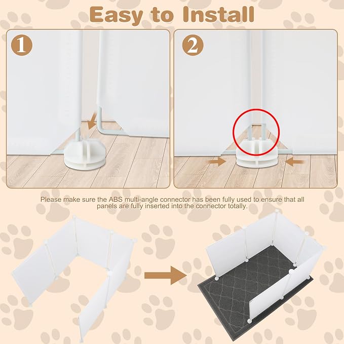 FHTONGE Large Cat Litter Box Enclosure Splash Guard with Litter Catch Mat | Litter Pan Privacy Screen for Floor Wall Protector, Universal Kitten Toilet Box Cover Hideaway Divider, Pee Shield Surround
