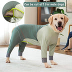 Dog Onesie Coat - Water-Repellent & Stretchable, Dirt-Resistant Outdoor Puppy Suit with Reflective Strips | Controls Shedding | for Small, Medium, Large Dogs (Olive Green, 6XL(Weight 85-100 lbs))
