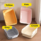 SpaceTime Large Cat Litter Box with High Sides,Cat Boxes for Indoor Cats,Cat Litter Pan for Kitty,Litter Box with Low Entry,Easy to Clean,Anti-Splashing(Yellow)