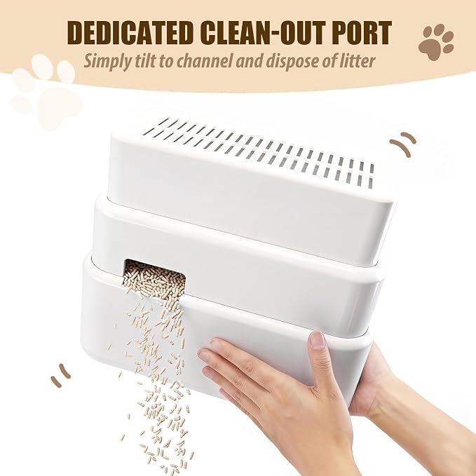 Adjustable 3 Steps Litter Box Ramp with Litter Mat, Cat Litter Box Step with Litter Trapper, Detachable & Non-Slip Cat Stair for Automatic Boxes Small Elderly Cats
