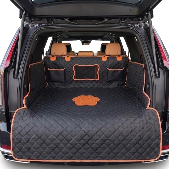SUV Cargo Liner for Dogs,Waterproof Dog Trunk Cover for Full-Size SUVs | Waterproof PU Leather | Fits Full-Size SUVs | 19.69" Side Flaps | 19.69" Bumper Flap