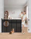 Retractable Baby Gate, Up to 55" Wide Reinforced Retractable Gate | 4 Fiberglass Support Rods for Extra Stability, Fully Retractable Design, 34" Tall for Stairs, Hallways & Doorways, Black