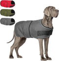 BEAUTYZOO Dog Winter Coat for X-Large Dogs Waterproof, Warm Reflective Great Dane Oxford Canvas Jacket, Fleece Dog Cold Weather Coats Windproof for Female Male Dogs, Grey XL