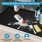 URMONA 34'' x 22'' Waterproof Silicone Under Sink Mat Cabinet and Counter Protector, Shelf Liner for Kitchen and Bathroom, Storage and Organizers, Litter Mat, Pet Cat Puppy Essentials(Light Khaki)